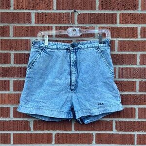 Fila Women's Washed Blue High-Rise Denim Shorts